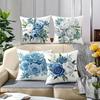 Скандинавский синий цветочный принт узор Домашний декор Наволочка Спальня Гостиная Диван Украшение Полиэстер Наволочка на подушку с молнией