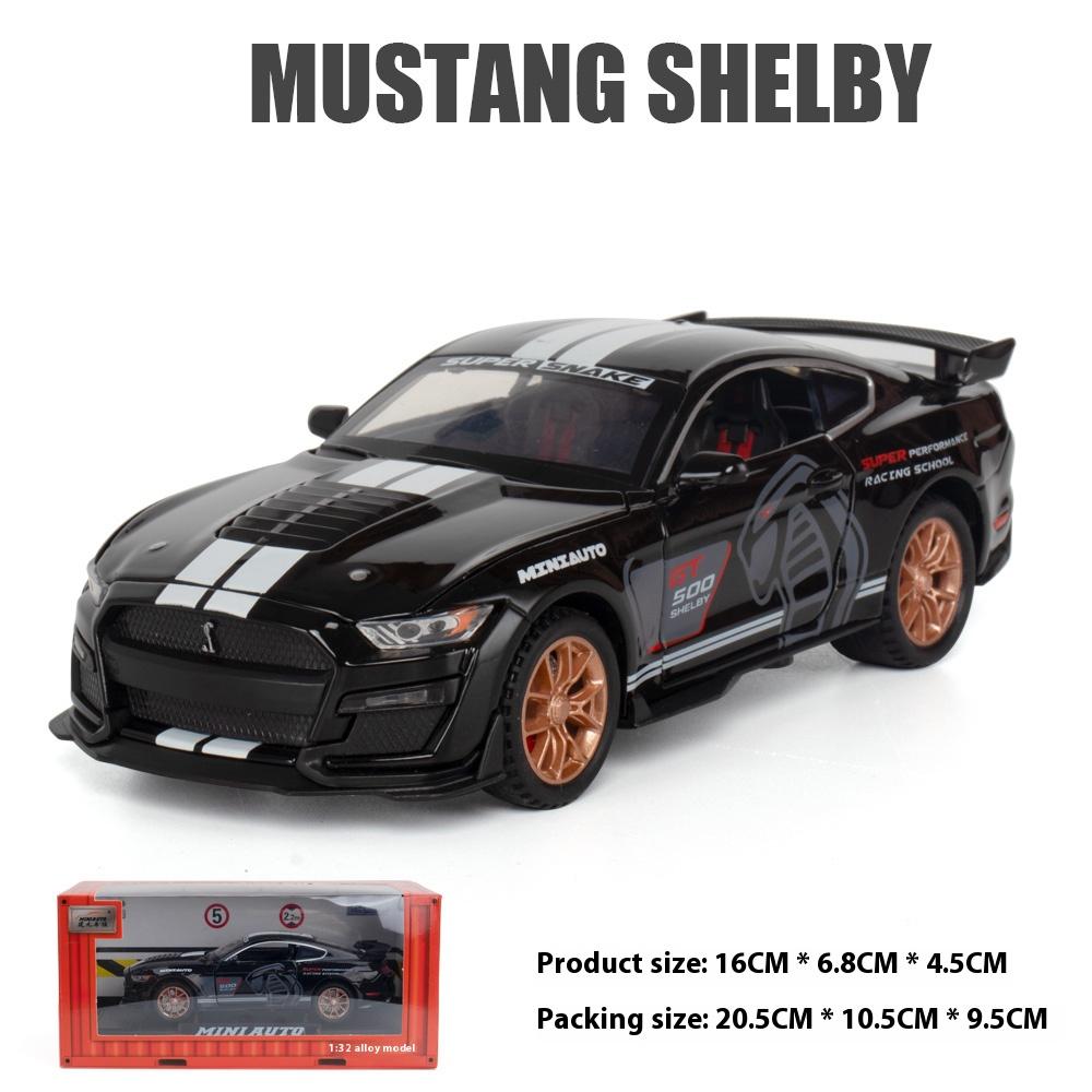 With Display Base 1/32 Alloy Die-cast Mustang Automobile GT500 Car Model Simulation Sound and Light Children's Toy Car Boy Gift Christmas Gift
