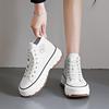 2024 Spring New Muffin Platform Canvas Shoes High-top Color Matching Lace-up Single Shoes College Style Casual Sports Shoes Women