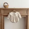 Комплект: Платье-принцесса с длинным рукавом и цветочным принтом в корейском стиле и боди для девочки