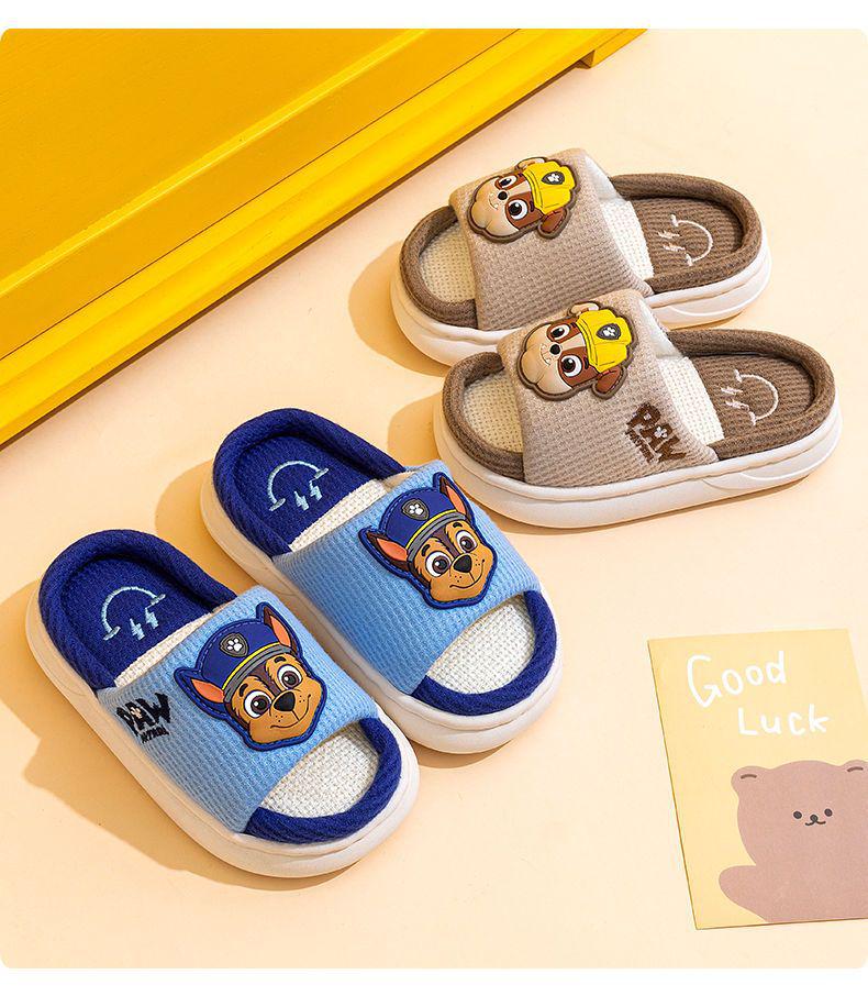 Детские нескользящие тапочки Щенячий патруль - Хлопковые льняные для мальчиков и девочек, весна/лето