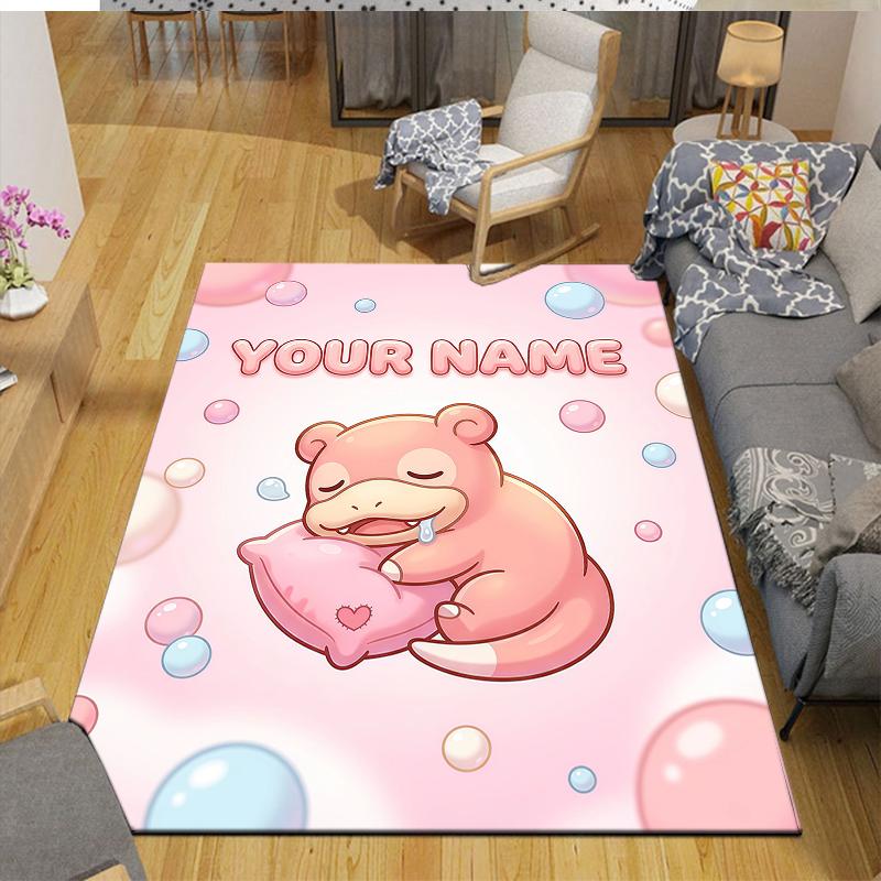 Custom Name,Slowpoke Home Sofa Decoration for Living Room & Bedroom, Non‑Slip Play Flannel Floor Mat for Game Room