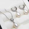 Natural Freshwater Pearl Necklace And Earrings Set For Woman,Trendy 925 Silver Pearl Jewelry Set Wife Mom Birthday Gift White