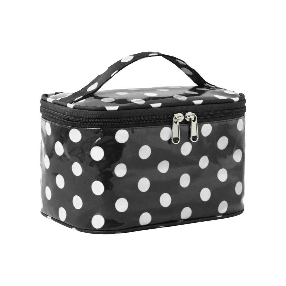 Large capacity Polka Dot PVC Makeup Bag PVC Make Up Organizer for Shampoo Conditioner Brushes Set