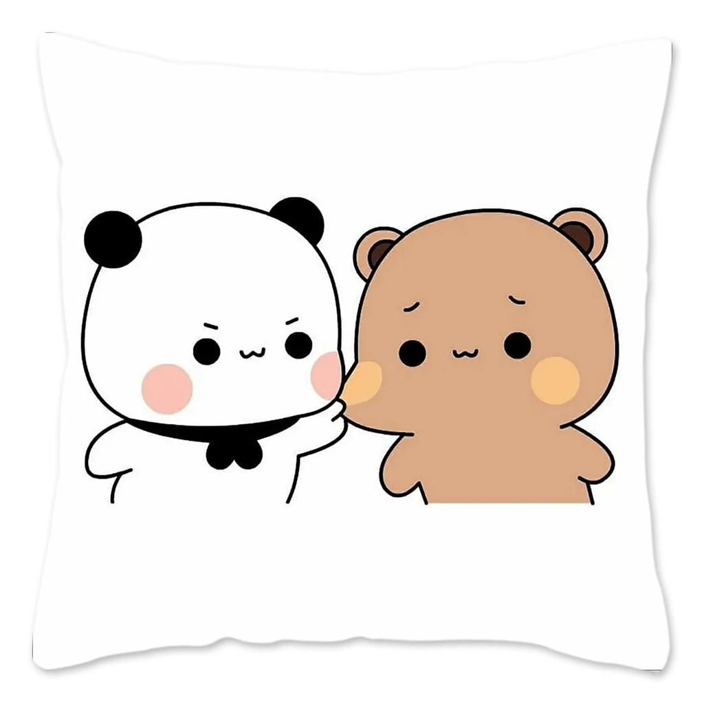 Bubu and Dudu Pillow Case Home Decoration Polyester Cushion Cover for Sofa Throw Pillow Cover Funny Cute Panda Bears Printing