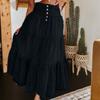 Women's Fashionable Retro Button High Waisted Long Denim Skirt