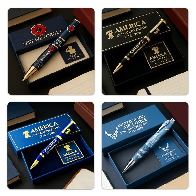 Metal Gel Pen Honoring Americans 250th Anniversary Comfortable Grip Pen for Office and Collection