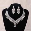Women Pendant Necklace Earrings Crown Tiara Jewelry Set