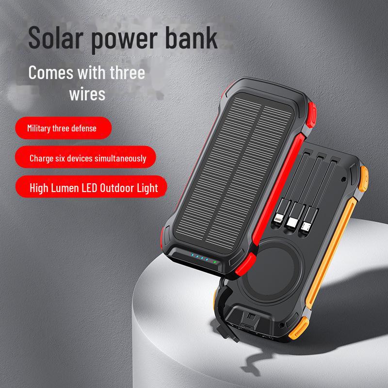 Cross-Border Solar Power Bank with Wireless Triple Charging