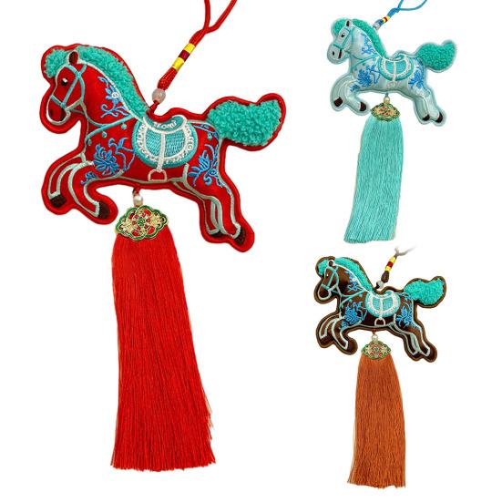 Шарм 2026 год Лошади Подвеска для подвешивания на китайский Новый год с кисточкой Зодиакальная Лошадь Шарм фэн-шуй для декора дома автомобиля