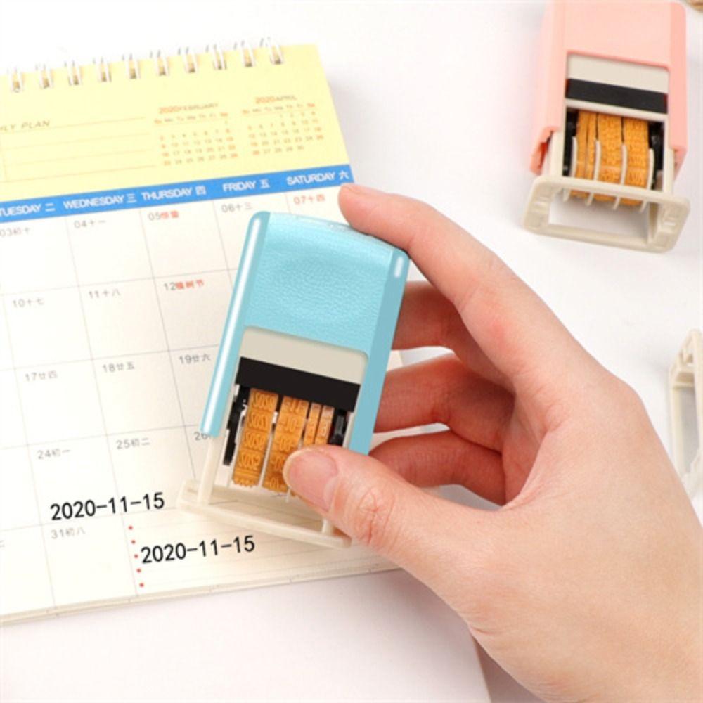 to Ink DIY Stamp Self-Inking Handle Account Stamp Date Stamps Date Wheel Stamp Automatic Ink Return