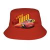 Индивидуальная панама Молния МакКуин из мультфильма Тачки для унисекс Женщин с принтом Мультяшная Летняя для Путешествий Пляжа На открытом воздухе Кемпинга Кепка