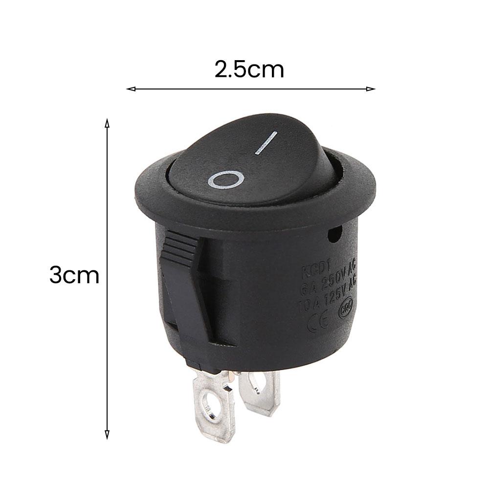 10/20Pcs ON/OFF Round Rocker Dot Switch Black Illuminated Car Dashboard Dash Boat Rocker 2Pin Toggle Switches Car Accessories