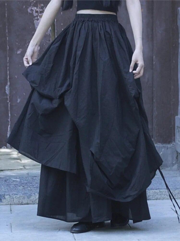 Johnature Осенняя женская юбка в китайском стиле, повседневная однотонная хлопковая винтажная юбка в стиле ретро