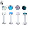 3mm 4mm 5mm Opal Jeweled Internally Threaded Stainless Steel Labret Monroe Lip Ring Tragus Helix Earring Stud 16G 6mm 8mm