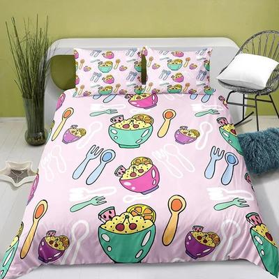 Милый мультфильм Еда Король Королева Пододеяльник Pearl Молочный Чай Постельное белье Детский Подростки Взрослые Десерт Картофель фри Кола Полиэстер пододеяльник