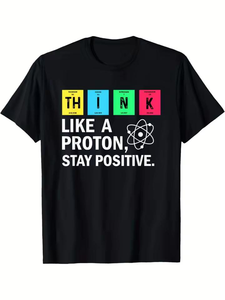 Funny Chemistry Element THINK Letter Graphic Tshirt Inspirational Science Loose Cotton Casual Top
