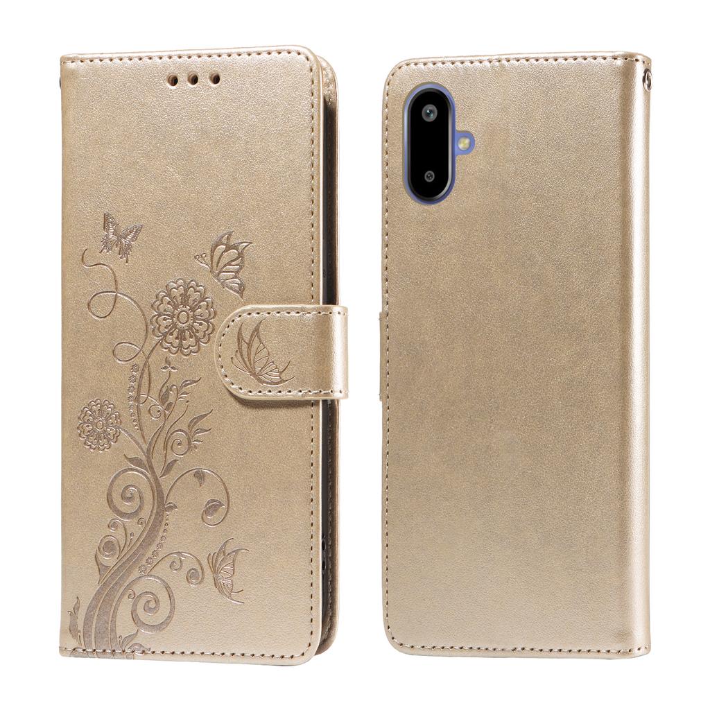 For Samsung Galaxy F06 5G Leather Case Butterfly Floral Imprint Wallet Stand Cover