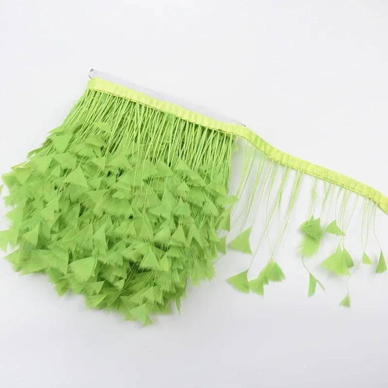 2Meters Colored Turkey Feathers On Tape Tassel Fringe Trim Decoration White Black Ribbon Sewing Dress Flecos Handicrafts Decor