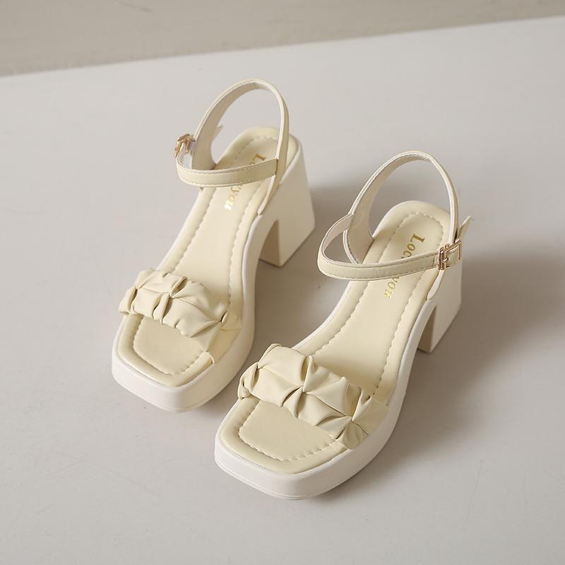 Женские босоножки на высоком каблуке 2025 лето новые для выхода в свет в сказочном стиле с юбкой на танкетке модные босоножки на высоком каблуке