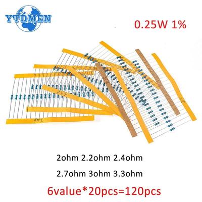 1/4W-1% комплект резисторов для ремонта автомобильной подушки безопасности 2R, 2,2R, 2,4R, 2,7R, 3R, 3,3R, 2 Ом ~ 3,3 Ом, набор резисторов для автомобильной подушки безопасности
