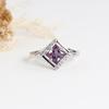 Квадратное кольцо из стерлингового серебра 925 пробы с синтетическим александритом, меняющим цвет, элегантное, модное, подарок на день рождения для женщин