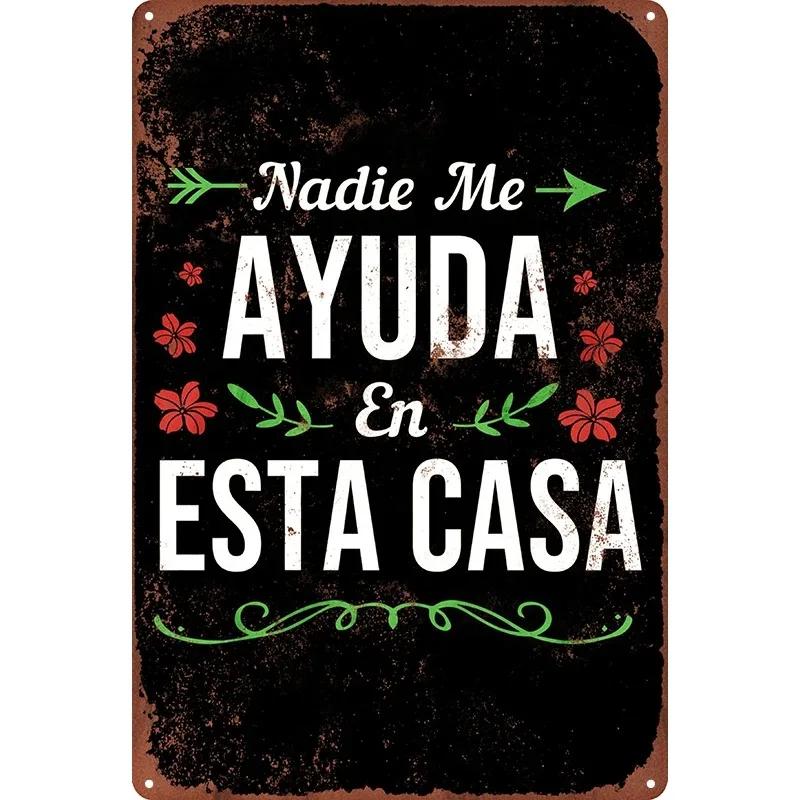 Spanish Words Metal Tin Signs for Bedroom Cafe Shop Home Room Wall Decorative Plaques Iron Plate Art Paintings Hanging Pictures
