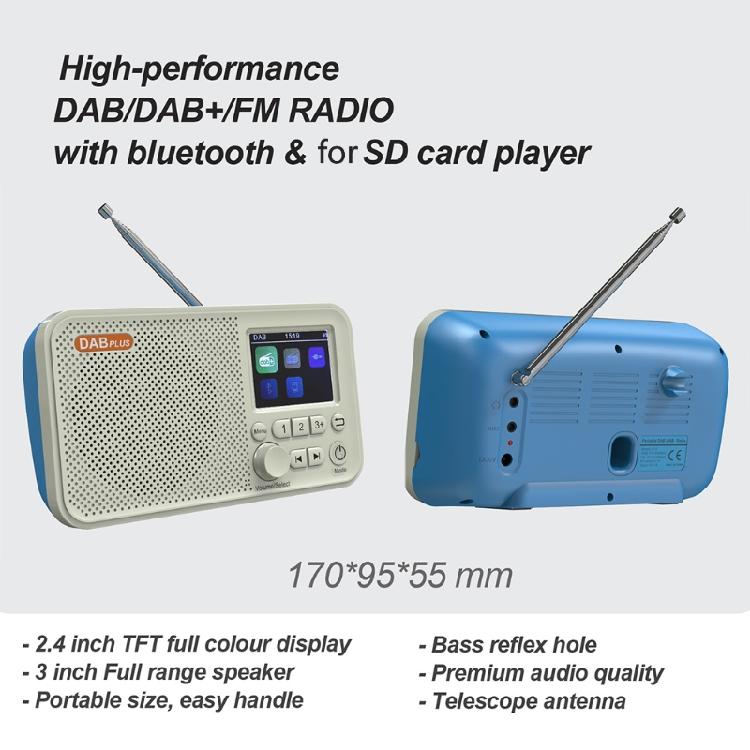 Портативное цифровое DAB-радио с ЖК-дисплеем, FM-приемником, совместимостью с Bluetooth 5.0 Desi