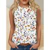 Women's 3D Floral Printed Sleeveless T-shirt, Round Neck Off Shoulder Retro Casual Vest, Y2K Sleeveless Top, T-shirt, Women's Clothing