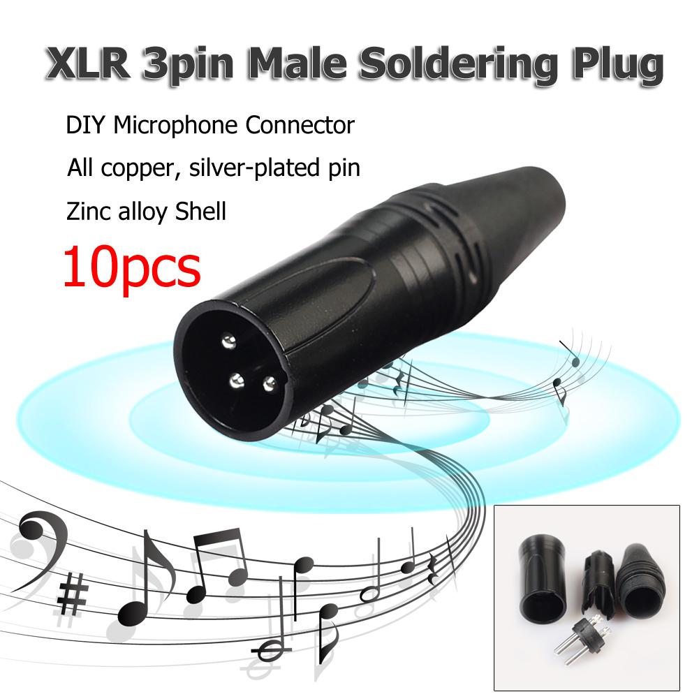 10 шт. 3-контактный XLR аудиокабельный разъем MIC штекер гнездо профессиональный микрофонный провод разъем адаптер питания