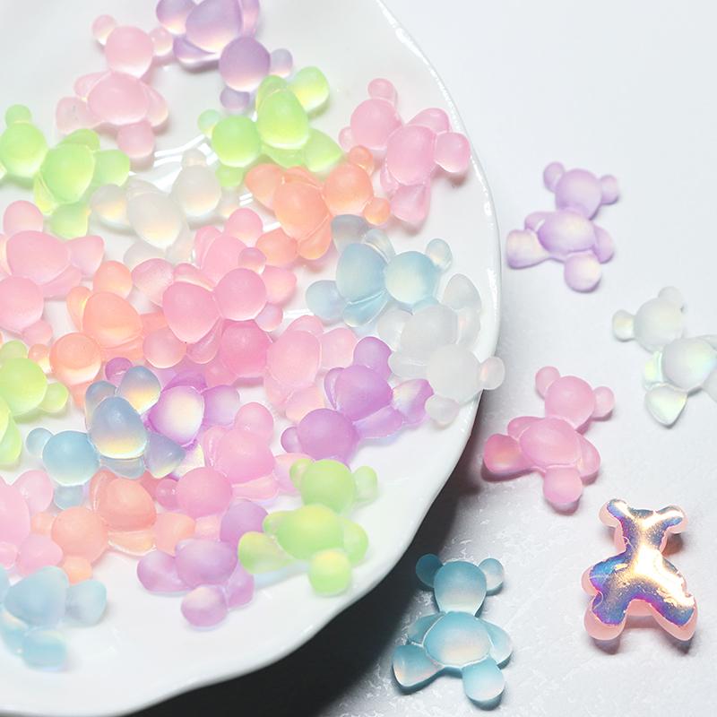 10 шт. светящиеся в темноте кавайные конфеты розовый медведь подвески для ногтей украшения макарон светящиеся акриловые стразы детали товары для дизайна ногтей