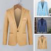 Men Casual Suit Jacket Lapel Long Sleeve One Button Pockets Slim Fit Blazer Solid Color Business Suit Coat Workwear