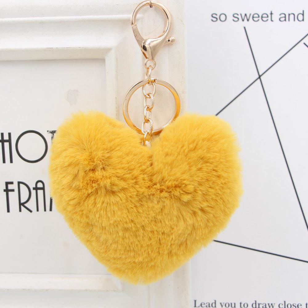 "Charming Heart-Shaped Rabbit Fur Keychain - Fashionable Fluffy Accessory for Ladies' Bags"