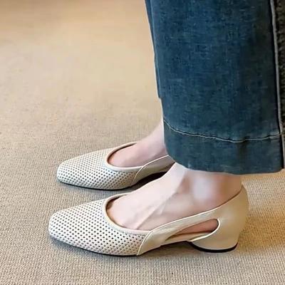 Супермягкая овчина~ крутые одинарные туфли женские с квадратным носком с полым отверстием ретро туфли-лодочки с неглубоким вырезом полые дышащие туфли Мэри Джейн
