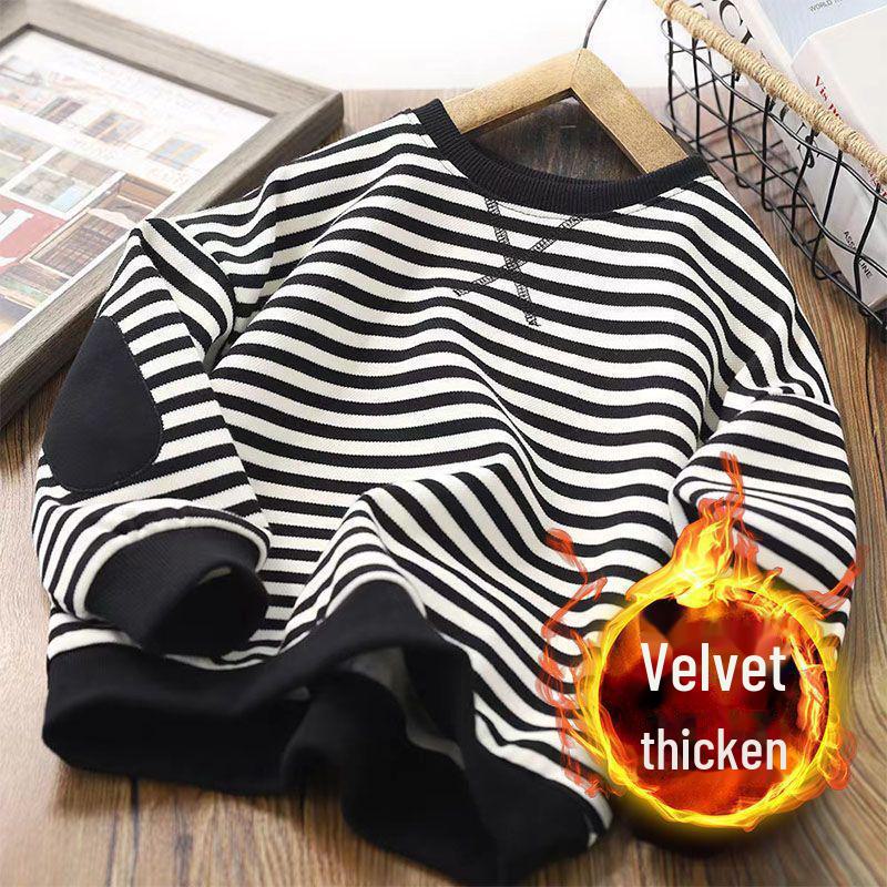 2024 Kids' Spring/Autumn Sweatshirts: Korean-Style Boys' & Girls' Velvet-Lined Tops