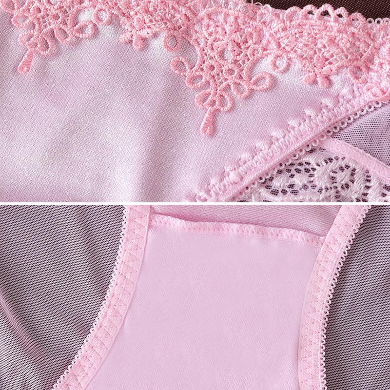 8Colors Breathable Seamless Underwear Fashion Lace Silk Cotton Women Sexy Lace Briefs Female