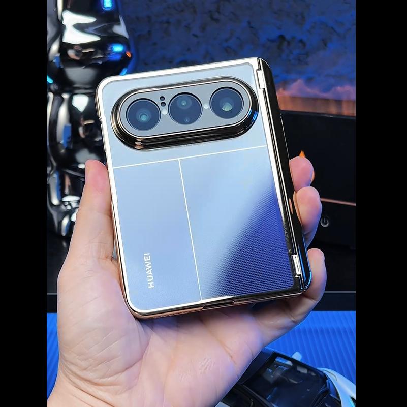 For Huawei Pura X Max Case Luxury Plating Clear Magnetic Hinge All-include Screen Glass Plastic Cover for Huawei Pura X Max Case