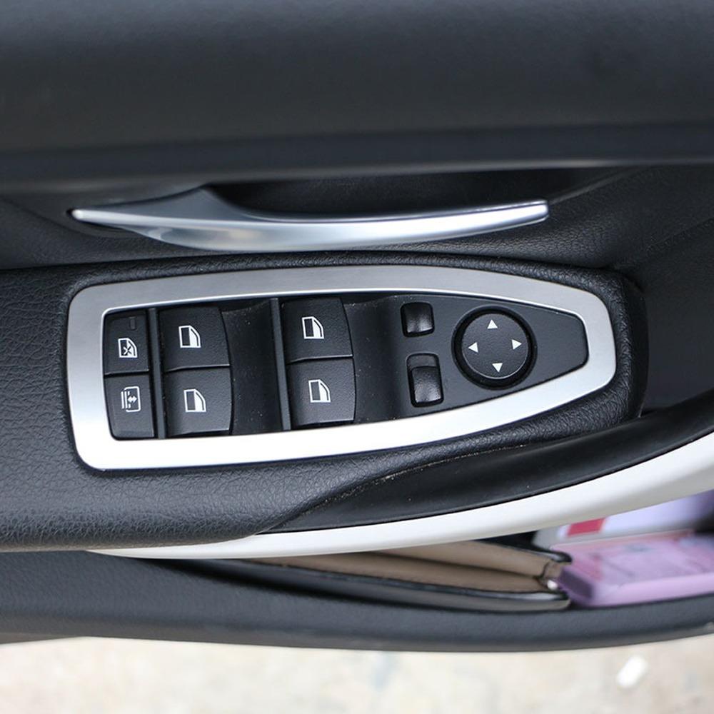 4 шт./компл., нержавеющая сталь, внутренняя крышка переключателя двери автомобиля, окна, накладка, наклейка для BMW F30 F34 320 328I GT 2013-2016