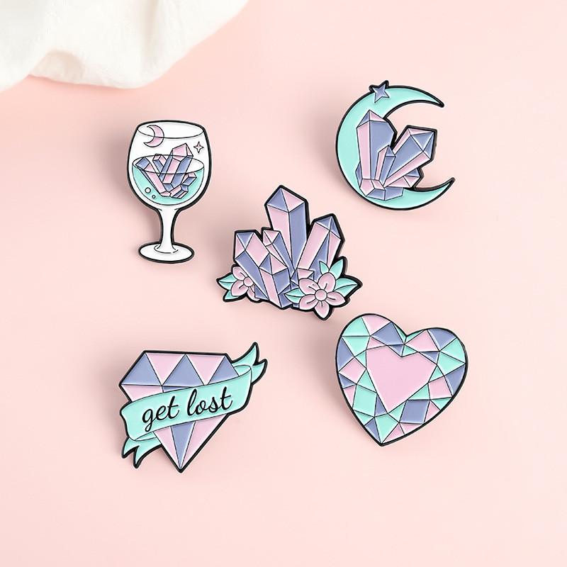 Unique Cartoon Gem Letter Heart Shaped Enamel Brooch For Men And Women Stylish Accessory