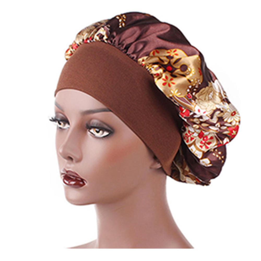 Печать атласная шапочка для женщин эластичная широкая ночная атласная шапочка для сна шапочки от химиотерапии повязка на голову модная повязка на голову уход за волосами