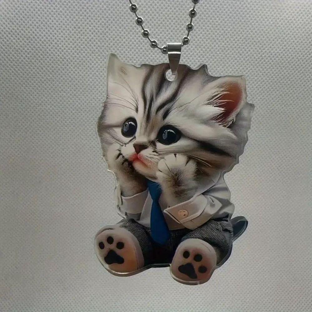Acrylic Automotive Hanging Ornament Cat Car Interior Decoration Cute Car Mirror Pendant Gifts