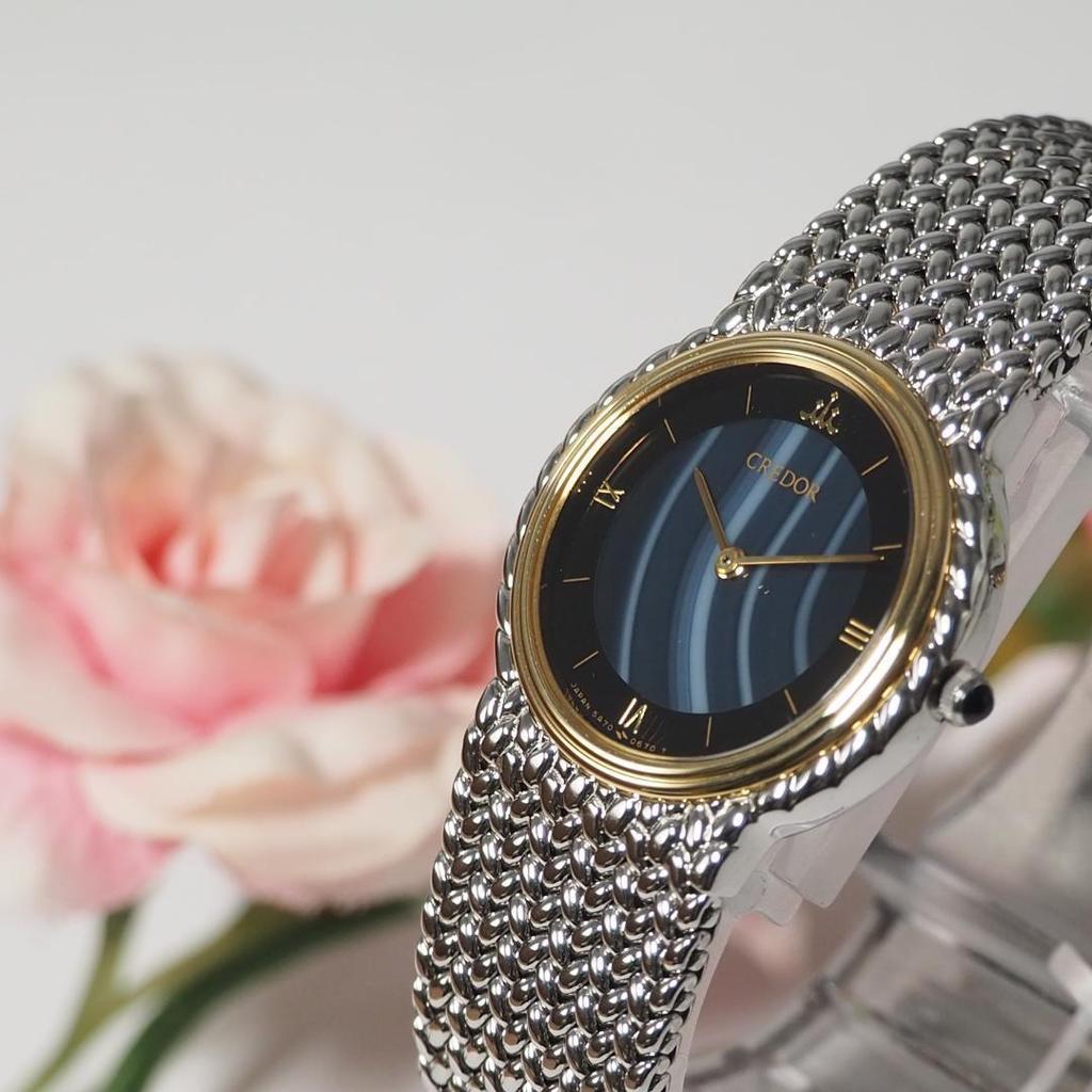 [USED] Credor SEIKO K18 Bezel Natural Stone Dial Watch C787