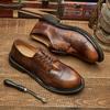 Three Joints Handmade Business Casual Leather Shoes Retro Leather Low Top Mens Shoes Натуральная кожа Старая кожа