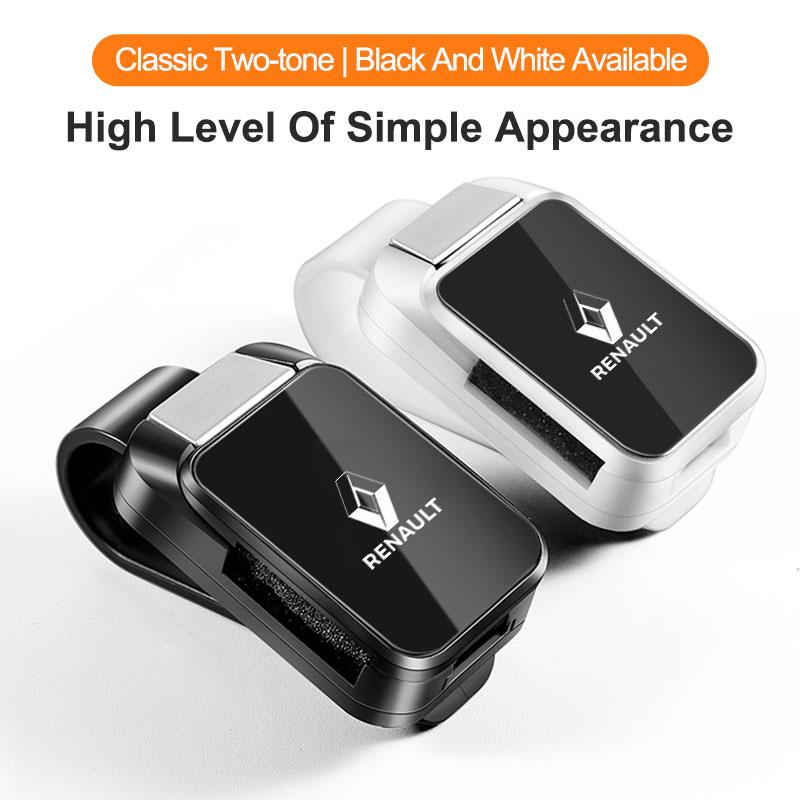 Interior Stickers Car Supplies Magnetic Leather Sunglasses Clip-on Car Sun Visor For Renault Logan 2 Stepway Sandero Clio 5 Arka
