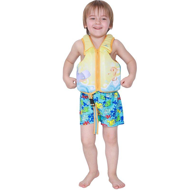Summer Children Sleeveless Zipper Swim Life Jackets Kids Boys Girls Adjustable Life Vests Cartoon Balanced Flotation Swimsuit
