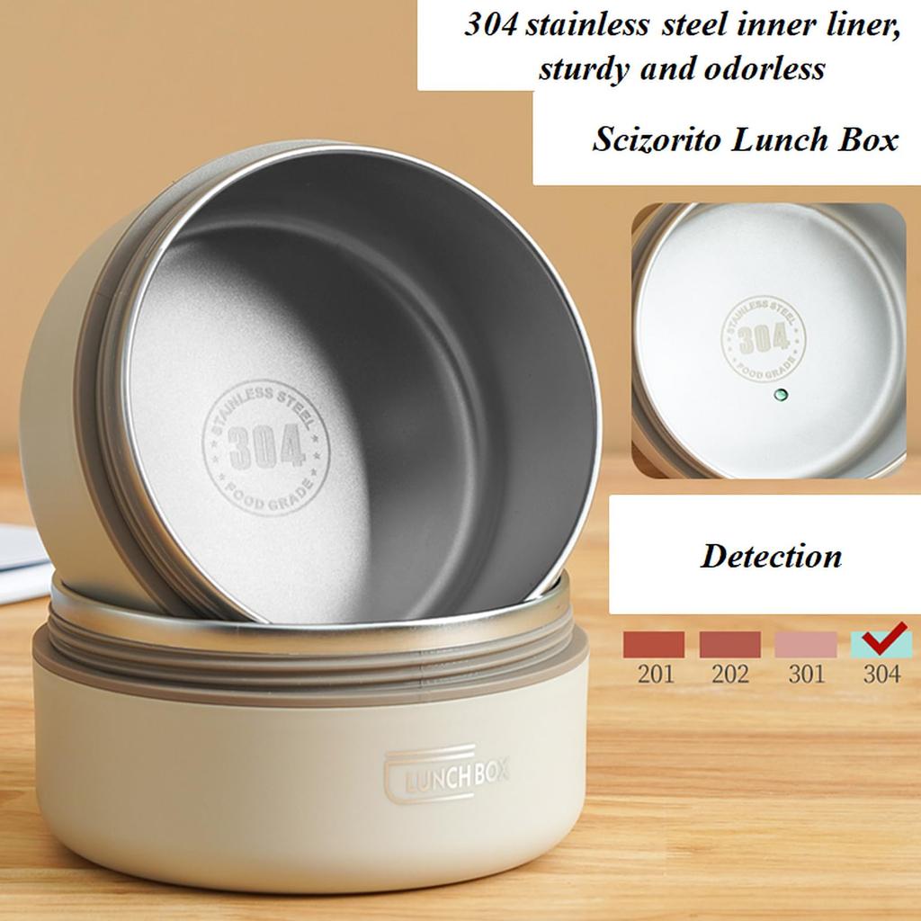 Thermal Insulated Bento Lunch Box and Bag, Thermos Lunchbox for Hot Food Containers Stainless Steel Meal Prep Airtight Container