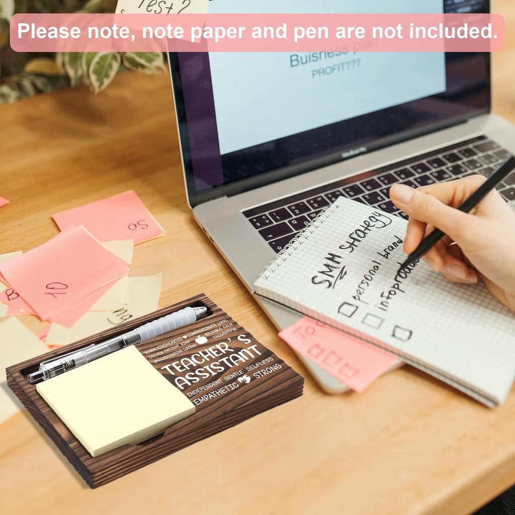 Teacher Assistant Appreciation Gifts, Thank You Gift for Teacher Aide, School Office Coworkers Staff Appreciation Gifts, Sticky Note Holder Wooden