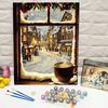 DIY Painting By Numbers On Canvas Window Coffee House Digital Oil Painting Winter Scenery Drawing On Canvas Kits Christmas Gift