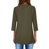 3/4 Sleeve Pocket Tops For Women T-Shirt Casual Print Mid-length Tops T Shirt Round Neck Pullover  Blouse