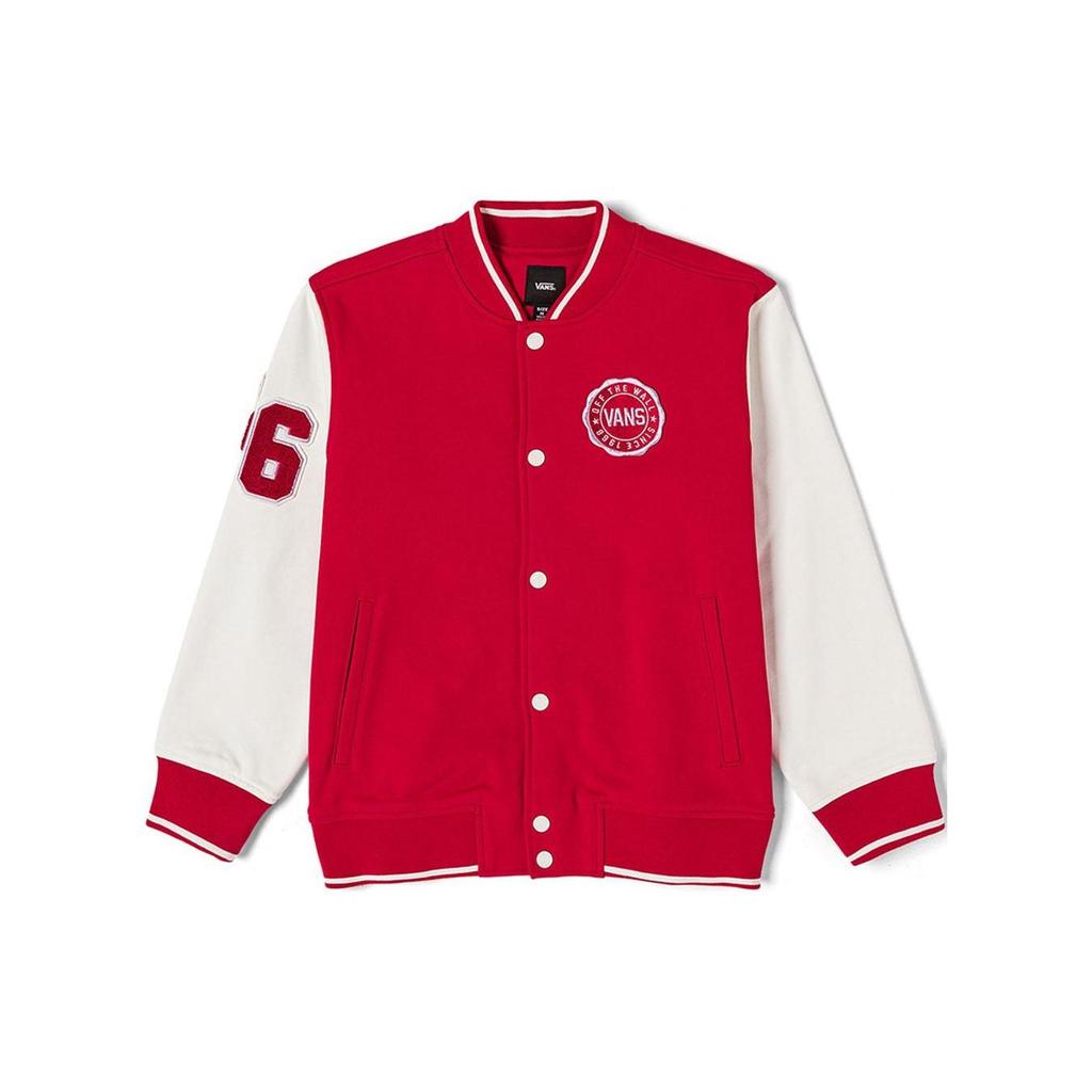 Vans Baseball Jacket Logo Single Button Loose Kids Jackets Red VN000JZG14A